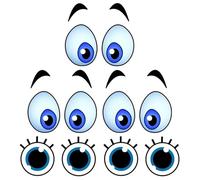 WUFGWBD 5 Big Eye Decorative Stickers, Waterproof Vinyl, Blue, Cartoon, Outdoor, Decorative Sticker