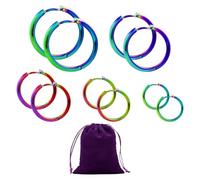 WUFGWBD 5 Pairs of Stainless Steel Earrings, 1 Purple Storage Bag, Colorful Hoop Earrings, Hoop Drop Earrings, Stainless Steel Hoop Earrings for Women