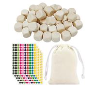 WUFGWBD 50 Blank Wooden Cubes, 1 Storage Bag And 5 Round Stickers, Diy Dice Materials, Children'S Creative Handmade