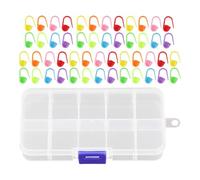 WUFGWBD 50 Colored Plastic Mark Buckles, 1 Mini Compartment Storage Box, Knitting Crochet Mark Buckles, Special Tools For Sweater Weaving.