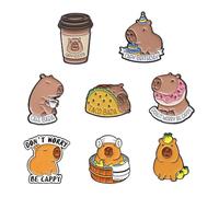 WUFGWBD 8 Piece Capybara Pin Set, Capibala Badge, Funny Capybara Badge, Cute Animal Brooch, Cute Badge for Boys and Girls