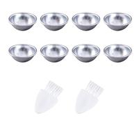 WUFGWBD 8 Pieces Of Hemispherical Molds And 2 Pieces Of White Cleaning Brushes, Aluminum Alloy Molds, Cake Molds, Bath Ball Making Tools