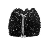 WUFGWBD Black Sequin Drawstring Bag - Women's Elegant and Simple Fashion