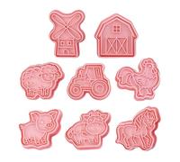WUFGWBD Set of 8 Farm Animal Cookie Molds, Pink, 60g, 15cm x 20cm x 1cm