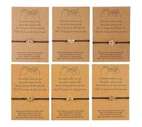 WUFGWBD Sun, Moon and Star Bracelet Set With Cards - 6 Pieces Simple Adjustable Braided Rope Friendship Jewelry
