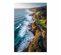 WUFIEA 1 Panel Landscape Wall Art Painting Style Pictures Print on Canvas Coastal Roads for Living Room Wall Decoration(blue240)-20x30cm Unframed
