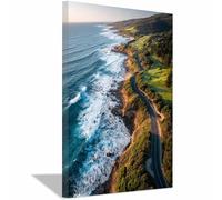 WUFIEA 1 Panel Landscape Wall Art Painting Style Pictures Print on Canvas Coastal Roads for Living Room Wall Decoration(blue240)-40x60cm Framed