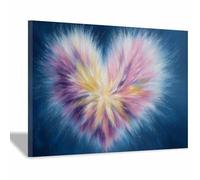 WUFIEA Art Decor Heart Canvas Wall Art, Romantic Love Themed Poster Flaming Heartstream Home Living Room Decor, Valentine's Day Gift Idea(Multicolor)-60x80cm Framed
