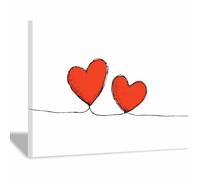 WUFIEA Chic Heart Canvas Art Valentine'S Artwork For Wall Swan's Heart for Living Room, Bedroom, Home Office - Indoor/Outdoor Use(Red)-70x100cm Framed