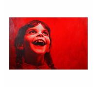 WUFIEA Darks Romantic Poster Vintage Halloween Canvas Wall Art Red Laughing Child for Livings Room Bathroom Home Decor(rose pink129)-60x80cm Unframed