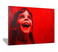 WUFIEA Darks Romantic Poster Vintage Halloween Canvas Wall Art Red Laughing Child for Livings Room Bathroom Home Decor(rose pink129)-70x100cm Framed
