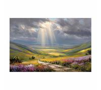 WUFIEA Forest Landscape Painting Path beneath the light Canvas Artwork posters & prints Suitable for Living Room Bathroom Bedroom Home Wall Decoration(green)-60x80cm Unframed