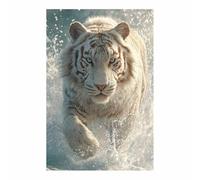 WUFIEA HD Print Painting Funny Animals Tigers Pictures Canvas Poster Chasing Waves Tigers Wall Decor for Home Decoration(Black)-20x30cm Unframed