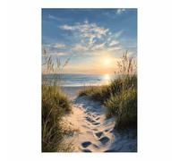 WUFIEA Landscape Pictures For Wall Sunlights on the Sandy Path art prints and posters, Suitable for Living Room Bedroom Decor apartment Wall Decoration(green)-70x100cm Unframed