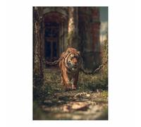 WUFIEA Majestic Tigers Art Animal Aesthetic Poster Canvas Wall Art Bound Shadow Tigers for Bedroom Living Room Paintings Pictures Wall Decor(Orange)-70x100cm Unframed