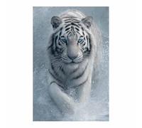 WUFIEA Majestic Tigers Art Animal Aesthetic Poster Canvas Wall Art Chasing Wavess White Tigers for Bedroom Living Room Paintings Pictures Wall Decor(White)-20x30cm Unframed