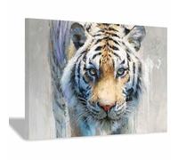 WUFIEA Majestic Tigers Art Animal Aesthetic Poster Canvas Wall Art Splashed Ink Tigers for Bedroom Living Room Paintings Pictures Wall Decor(Multicolor)-20x30cm Framed