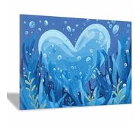 WUFIEA Meaningful Canvas Poster Abstract Love Heart Canvas Print Art Embroidered Thread Heart For A Living Room Or Study Unique Wall Art(Pink)-60x80cm Framed