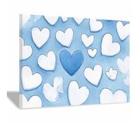 WUFIEA Meaningful Canvas Poster Abstract Love Heart Canvas Print Art Ice Note Heart For A Living Room Or Study Unique Wall Art(Blue)-40x60cm Framed