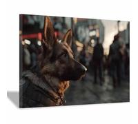 WUFIEA Modern Wall Artwork Funny Animals Poster, Dog Picture Wall Decor Citys dog for Gifts Bathroom Home Kitchen Office Decor(dark gray35)-60x90cm Framed