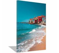 WUFIEA Natural Landscape Canvas Wall Art Painting Coastal Citys Print on Canvas Modern Artwork for Home Bedroom Decoration(blue269)-20x30cm Framed