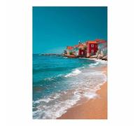WUFIEA Natural Landscape Canvas Wall Art Painting Coastal Citys Print on Canvas Modern Artwork for Home Bedroom Decoration(blue269)-40x60cm Unframed