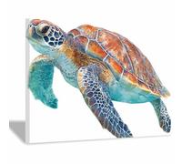WUFIEA Sea Animal Wall Decor Ocean Canvas Wall Art Ocean Sea Animal Pictures Colourful Shells Turtle For Living Room Bedroom Bathroom Kitchen Home Decor Decoration Gift(brown143)-20x30cm Framed