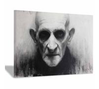WUFIEA Vintage Halloween Canvas Wall Art,Creepy Print Strange Figure for the Livings room, bedroom, bathroom, office, kitchen, dorm, apartment(grey116)-70x100cm Framed