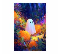 WUFIEA Vintage Halloween Canvas Wall Art,Fall Home Decor Spirits in the melons for Livings Room Bedroom cozy library corner, or haunted house setups(orange184)-20x30cm Unframed