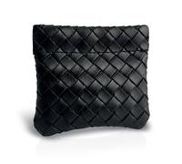 Wuflyover Kiss Lock Coin Purse - Compact & Portable, Secure Closure, Available in S & M Sizes, Stylish Woven-Look Design, Black, S