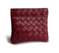 Wuflyover Kiss Lock Coin Purse - Compact & Portable, Secure Closure, Available in S & M Sizes, Stylish Woven-Look Design, Red, S