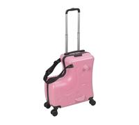 Wufuuoa 20 Inch Kids Carry-On Trolley, Pink Suitcase with Wheels Impact Resistant Rolling Children Travel Luggage with Seat and Safety Belt Small Suitcase for Unisex Boys Girls ABS+PC Pink