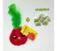 WufWuf MyMeow Krazy Apple Refillable Cat Toy with 10 North American Natural Catnip Refill Bags, Interactive Indoor and Outdoor Cat Nip Toy for Cats and Kittens