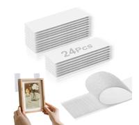 WUGAUWOR 24Pcs White Hook and Loop Strips Tape, 3cm x 10cm Double Sided Sticky Tape Heavy Duty(2.4m Total), Self Adhesive Strips, Durable, Reusable Back Tape, Quick-Bonding for Home, Office & Car Use