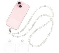 Wugauwor Pearl Phone Lanyard Crossbody With 2 Tether Tab, Phone Wrist Strap Anti Theft, Lanyard for Iphone Strap, Beaded Phone Strap Crossbody for Cellphone Case Bag Purse