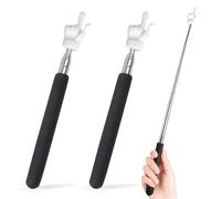 WUGAUWOR Telescopic Finger Pointer Stick, 2 Pack Stainless Steel Retractable Teacher Pointer Sticks for Classroom, Teachers, Trainers & Speakers, 17-55cm Whiteboard Safe Lecture Pointer