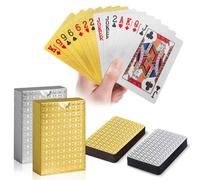 Wugauwor Waterproof Playing Cards 2 Pack, Gold and Silver, Premium PET+PVC Plastic Poker Cards, Diamond-Textured, Durable & Luxury Design for Blackjack, UNO, Outdoor Card Games, Pool, Beach, Travel