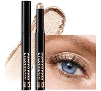Wugbc Cream Eyeshadow Stick, Golden Shimmer Eye Shadow Pencil Waterproof & High Pigmented Crease-Proof Neutral Eyeliner Blendable Eyeshadow Crayon Daily Makeup for Women