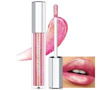 Wugbc Glitter Lip Gloss Hot Pink Chameleon Chrome Liquid Lipstick, Non-Sticky Shimmer Holographic Metallic Lips Long Lasting Waterproof Smooth Sparkly Diamond Highly Pigment Lip Stain Makeup for Women