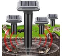 WUGEIN Solar Mole Repellent Ultrasonic 4 Pack Outdoor Powered Sonic Deterrent, IP66 Waterproof for Animal Scare device for Lawn Garden & Yard Home Get Rid of Moles Voles Gophers Rats Rodents
