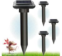 WUGEIN Solar Mole Repellent Ultrasonic,Outdoor Powered Sonic Deterrent,Mole Stopper Scare Vole for Lawn Garden & Yard Home Waterproof,Groundhog Repeller Snake Rodent Gopher Spikes Chaser Pest (4 Pack)