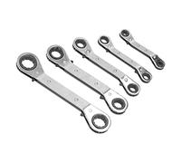 WUGHVS 5Pcs Ratchet Wrench Set, Double End Chrome Vanadium Steel Ratcheting Spanner, Professional Grade Tool Kit for Auto Repair and Industrial Maintenance, Includes 10 Standard