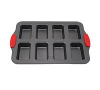 WUGHVS 8 Cavity Mini Loaf Pan, Carbon Steel Non Stick Rectangular Mini Bread Baking Pan, Premium Bakeware with Silicone Handle for Brownie Cheesecake Muffins, Even Heat Distribution for P