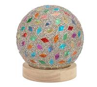 WUGHVS Colorful Glass Mosaic Night Light, USB Powered Desk Lamp, Handmade Spheroidal Table Light with Stained Glass Fragments for Bedroom Home Decor