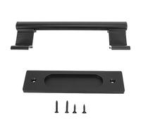 WUGHVS Double Sided Sliding Door Handle, Barn Door Handles in Black Aluminum Alloy, 6mm Thick Flush Mount Pull Handle with Mounting Screws for Home Bedroom Cabinet Wardrobe