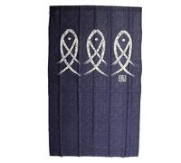 WUGHVS Fish Printed Doorway Curtain, Japanese Style Noren Room Divider Blind, Split Middle Design for Easy Walk - Through, Blue and White Cloth Curtain for Kitchen Living Room Bathroom