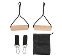 WUGHVS Wooden Gymnastic Rings, Portable Pull Up Handles for Arm Strength Training, Beech Wood Hanging Rings with Storage Bag for Outdoor Home Gym and Full Body Workout