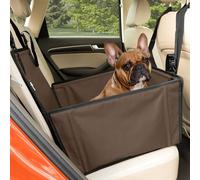 Wuglo Extra Stable Dog Car Seat - Reinforced Car Dog Seat for Small-Sized Dogs with 4 Fastening Straps - Robust and Waterproof Pet Car Seat for the Back Seat of the Car (S Size, Brown)