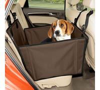 Wuglo Extra Stable Dog Car Seat - Reinforced Travel Seat for Medium-Large Dogs with 4 Fastening Straps - Robust and Waterproof Pet Car Seat for the Back Seat (M Size, Brown)