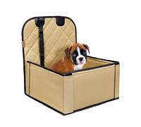 Wuglo Extra Stable Dog Car Seat - Robust Car Dog Seat or Puppy Car Seat for Small to Medium-Sized Dogs - Reinforced Walls and 3 Belts - Waterproof Pet Car Seat for Back and Front Seat (Beige)